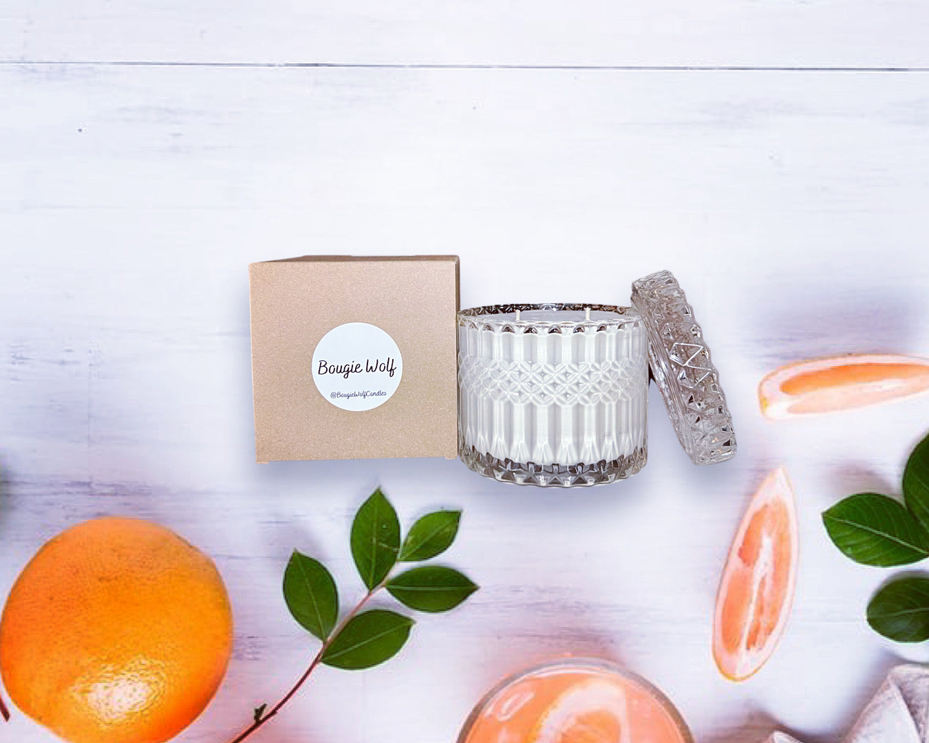 Premium Australian brand melbourne, deluxe soy candle Bougie Wolf Candles, light throw, cotton, crystal cut, long lasting, best scent throw, mandarin, jo malone, basil, lime citrus sally pedlow ernie and bert gift idea candle melbourne Lime, Mandarin, Thyme, Basil, Sage, Sandalwood. masculine