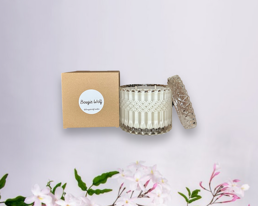 Premium Australian brand melbourne, deluxe soy candle Bougie Wolf Candles, light throw, cotton, crystal cut, long lasting,  best scent throw, mandala, Jasmine, Pear, Floral, Rose, Grapefruit, Coconut. mesmeric jasmine splash elegant fragrance scent throw light classy beautiful entrancing 
